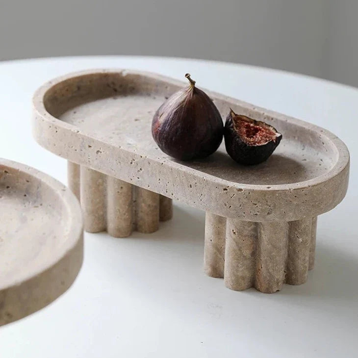 Decorative Stand | Hand-Polished Faux Travertine | Display & Serving