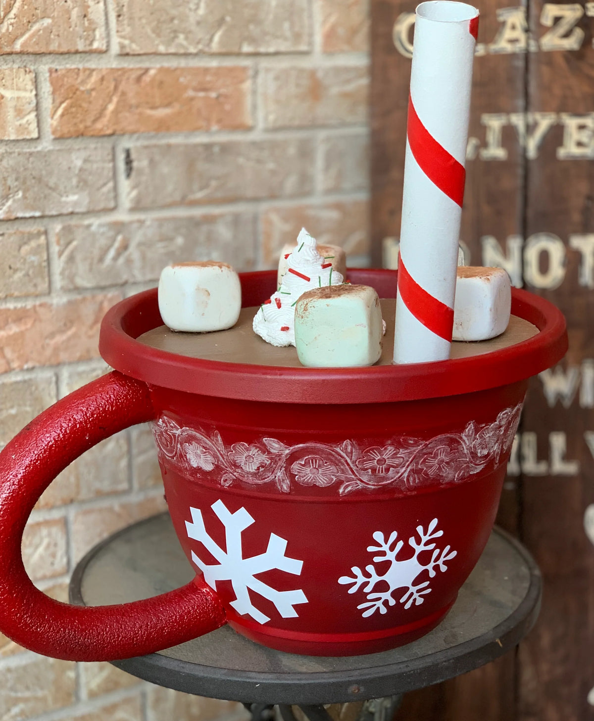 Decorative Storage Container | Giant Hot Cocoa Cup Design | Removable Lid