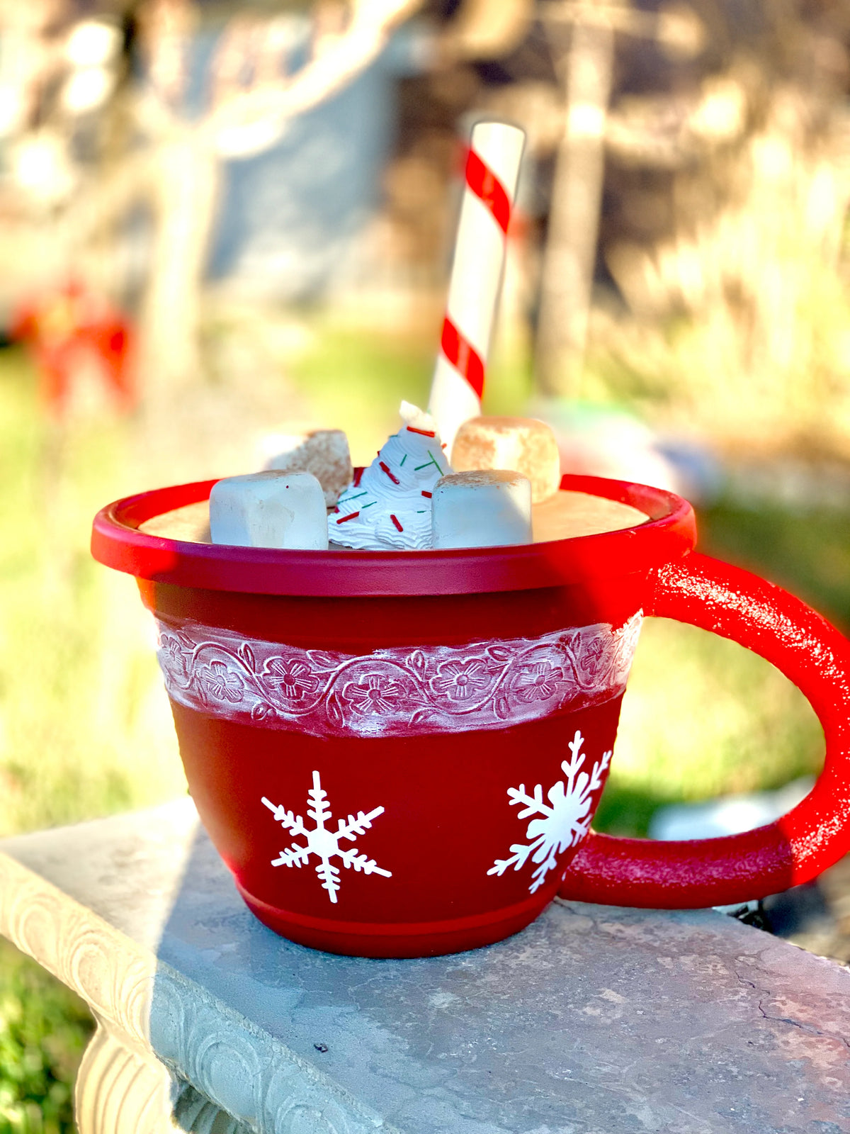 Decorative Storage Container | Giant Hot Cocoa Cup Design | Removable Lid