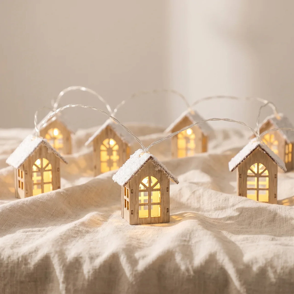 Decorative String Lights | 3D Solid Wood & Warm Glow