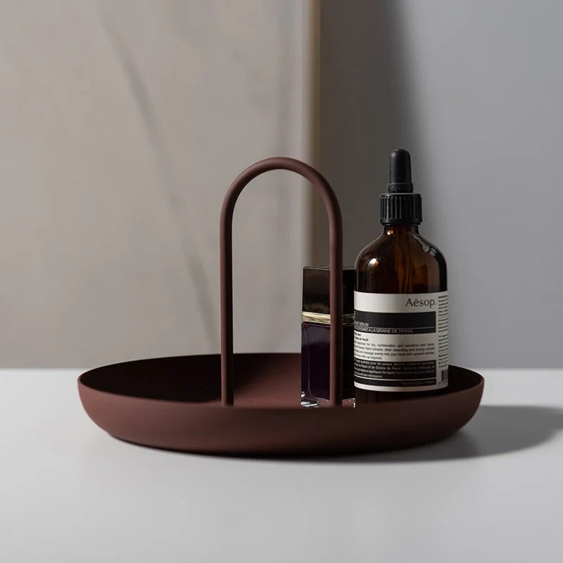 Decorative Tray | Minimalist Round Aluminum Alloy & ABS | 20 x 13 cm