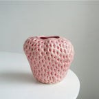 Decorative Vase | Dimpled Seed Texture & High-Gloss | Ceramic