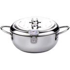 Deep Frying Pot | 304 Stainless Steel & Built-In Thermometer | Splash Guard Lid