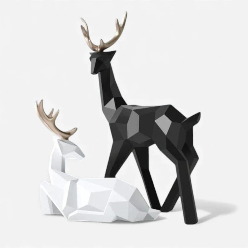 Deer Figurine | Geometric Resin Shelf Decor