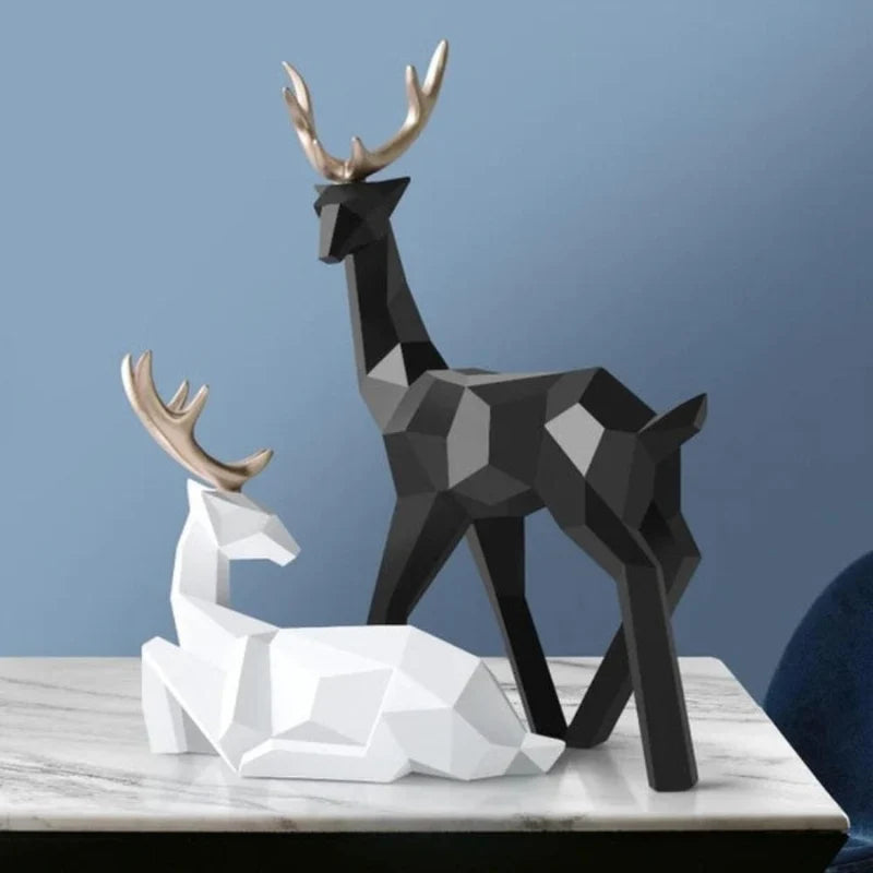 Deer Figurine | Geometric Resin Shelf Decor