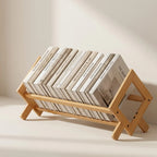 Desk Bookshelf Organizer | Bamboo Open Slat Cradle & X-Frame