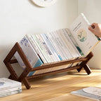 Desk Bookshelf Organizer | Bamboo Open Slat Cradle & X-Frame