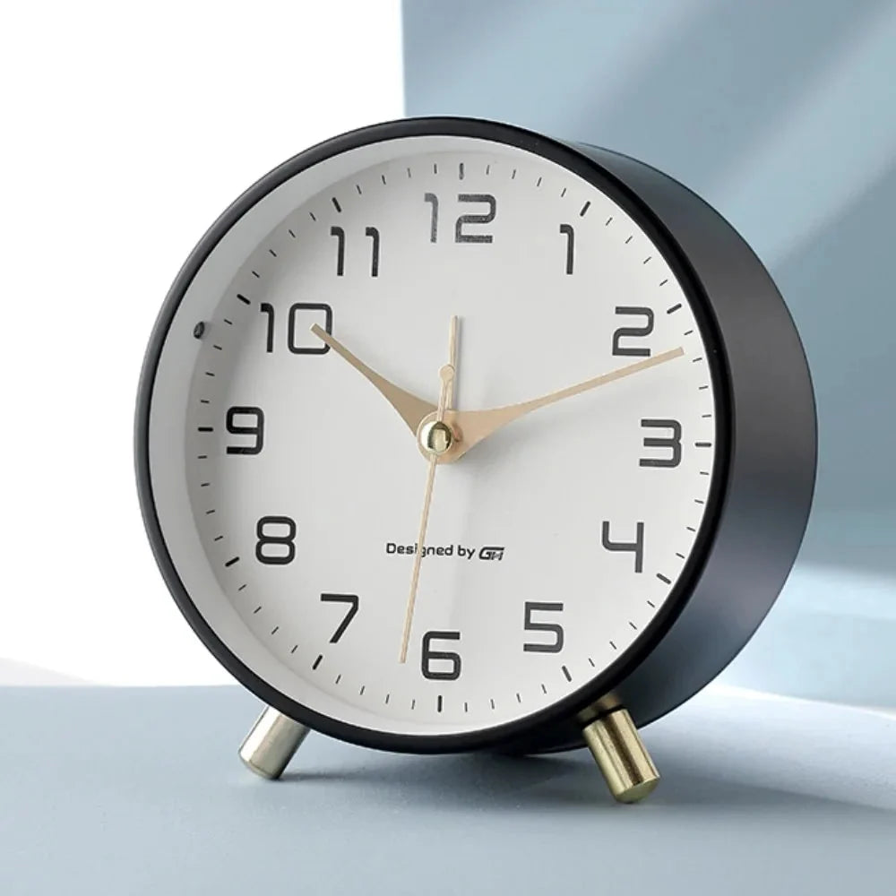 Desk Clock | Silent Sweep Movement Metal Frame & Peg Feet