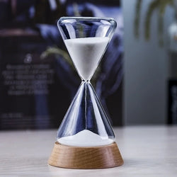 Desk Hourglass | Borosilicate Glass & Beechwood Base | 30/15 Min Timer