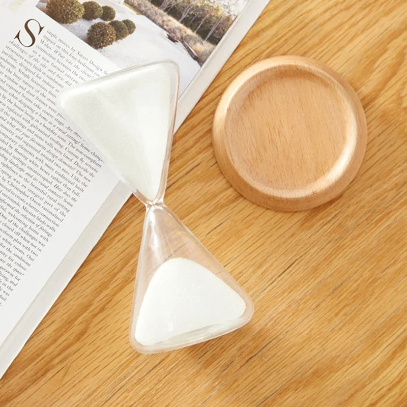 Desk Hourglass | Borosilicate Glass & Beechwood Base | 30/15 Min Timer