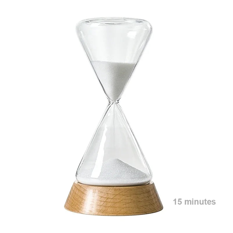 Desk Hourglass | Borosilicate Glass & Beechwood Base | 30/15 Min Timer