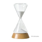 Desk Hourglass | Borosilicate Glass & Beechwood Base | 30/15 Min Timer