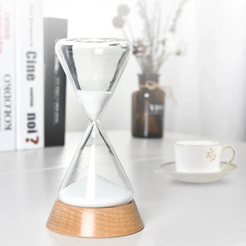 Desk Hourglass | Borosilicate Glass & Beechwood Base | 30/15 Min Timer