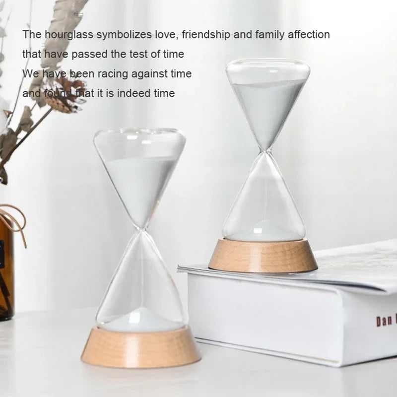 Desk Hourglass | Borosilicate Glass & Beechwood Base | 30/15 Min Timer