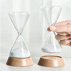 Desk Hourglass | Borosilicate Glass & Beechwood Base | 30/15 Min Timer