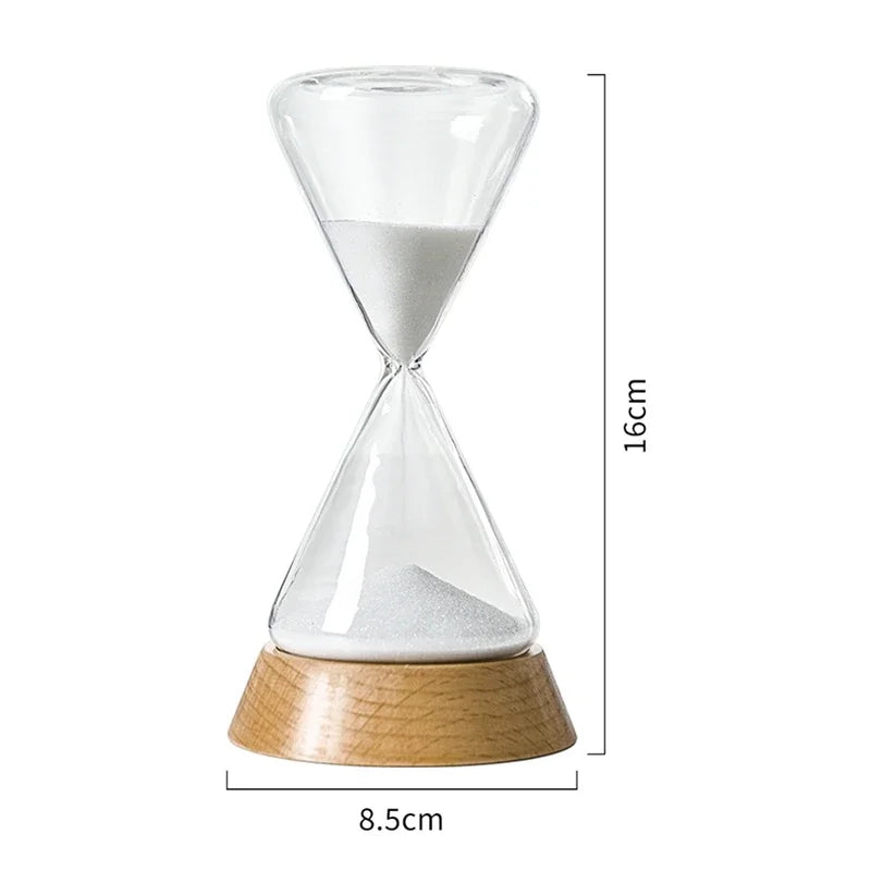 Desk Hourglass | Borosilicate Glass & Beechwood Base | 30/15 Min Timer