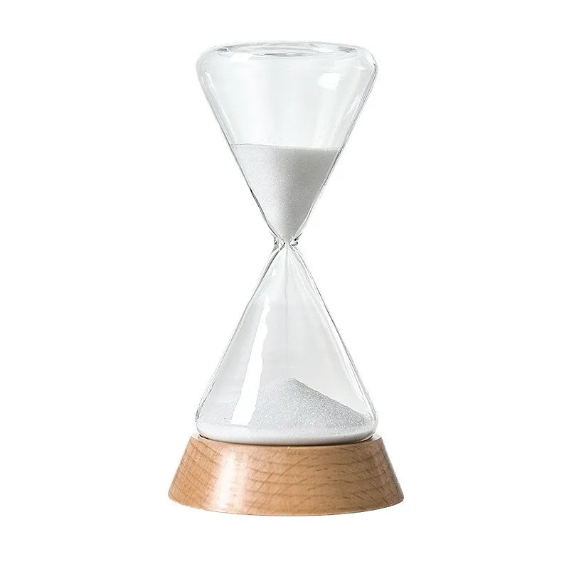 Desk Hourglass | Borosilicate Glass & Beechwood Base | 30/15 Min Timer