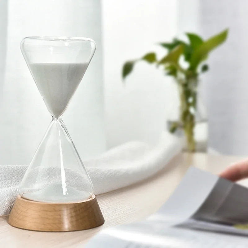 Desk Hourglass | Borosilicate Glass & Beechwood Base | 30/15 Min Timer