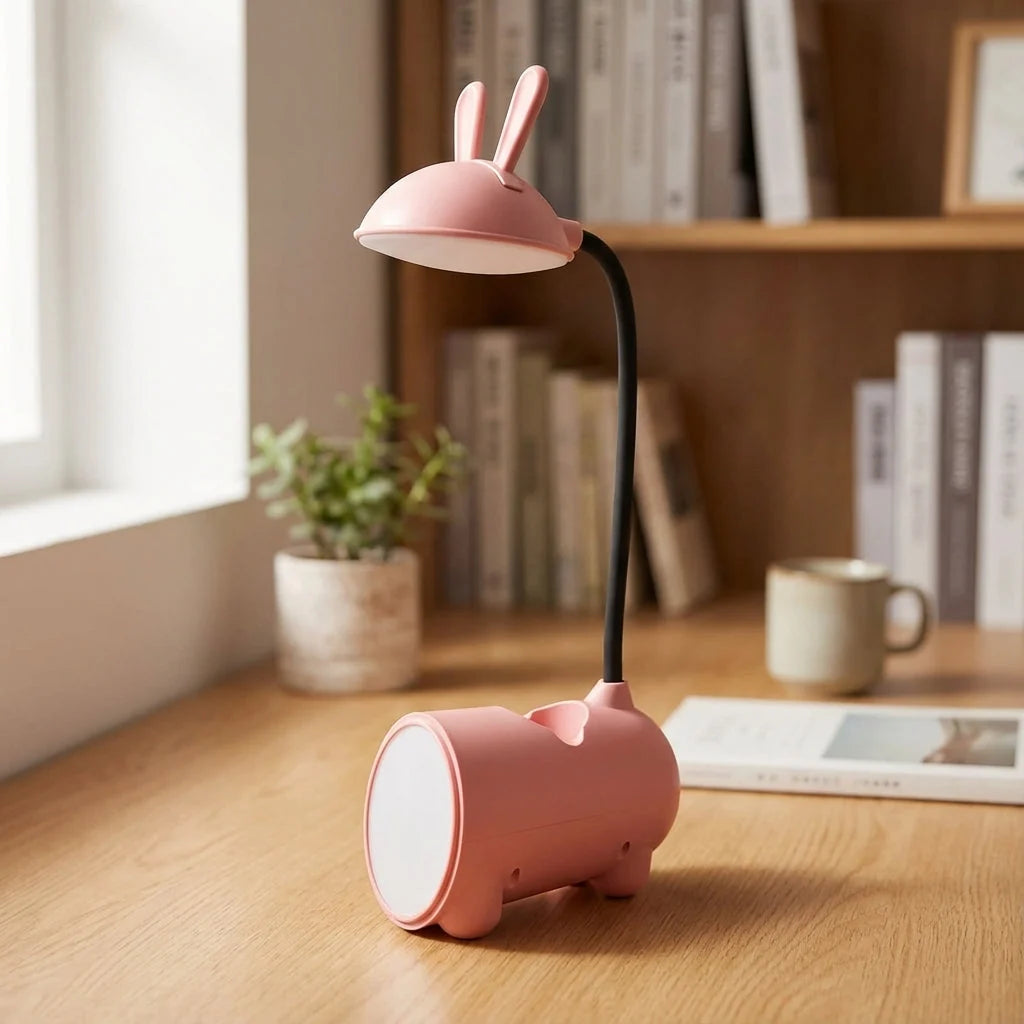 Desk Lamp | Bunny-Shaped Targeted LED & Pen Holder | USB-Powered