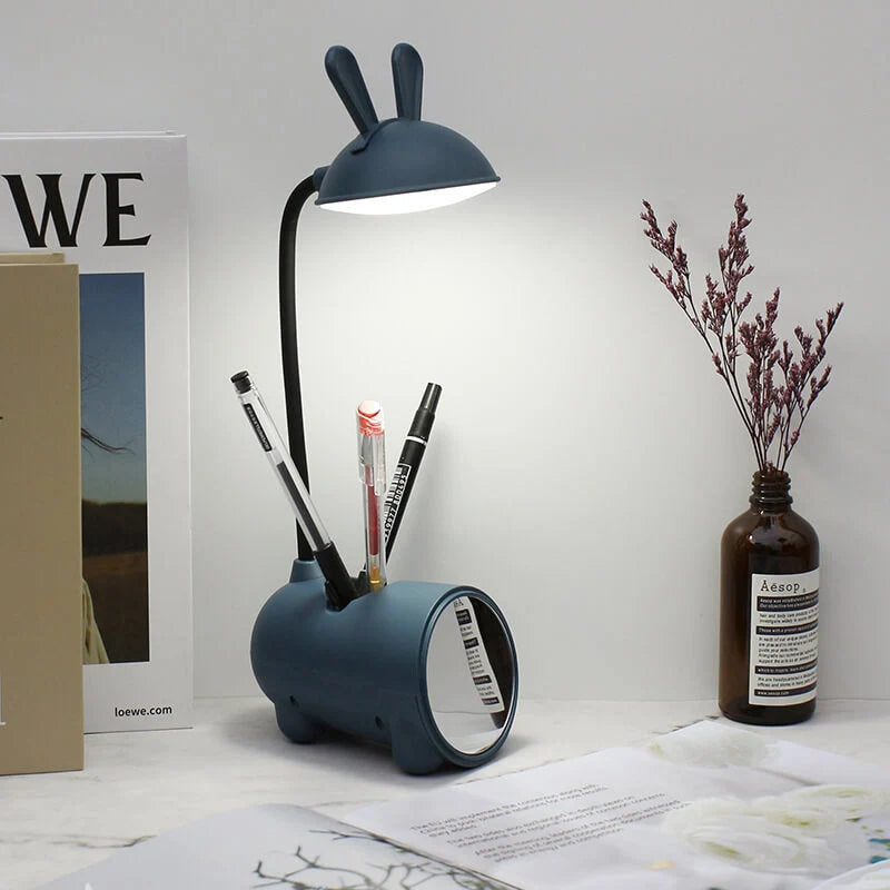 Desk Lamp | Bunny-Shaped Targeted LED & Pen Holder | USB-Powered