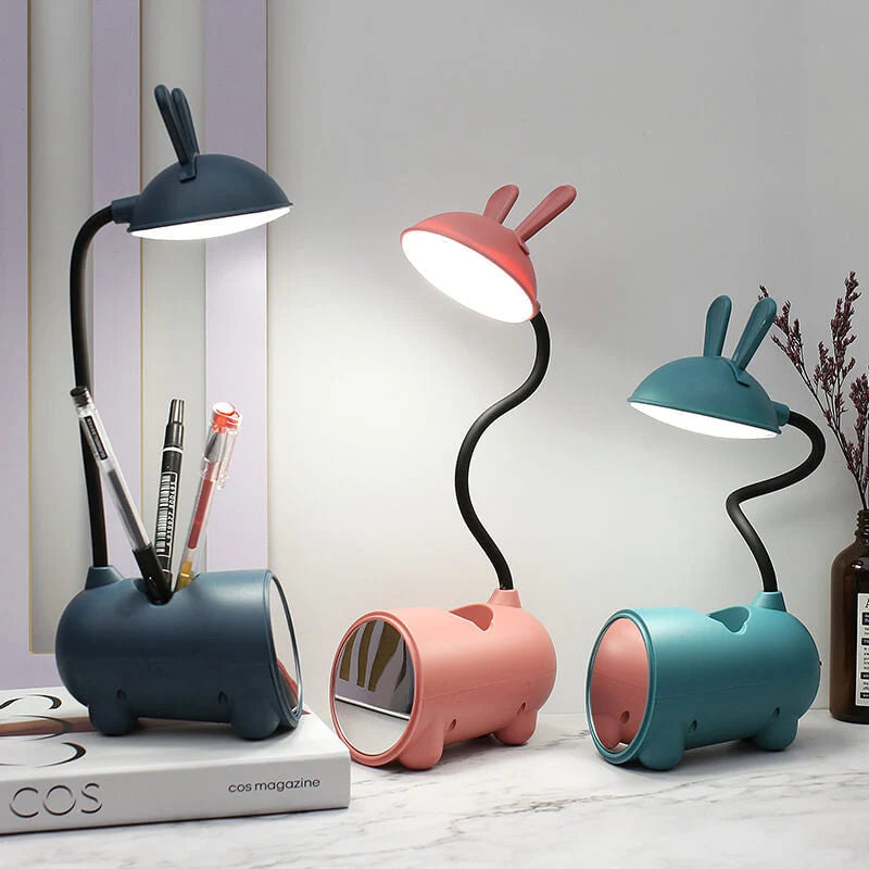 Desk Lamp | Bunny-Shaped Targeted LED & Pen Holder | USB-Powered
