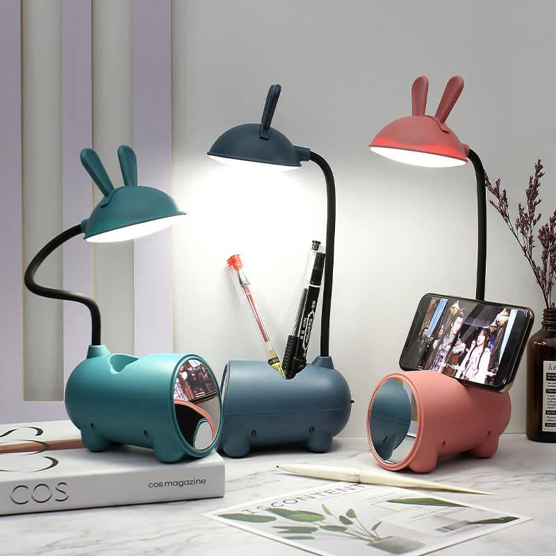 Desk Lamp | Bunny-Shaped Targeted LED & Pen Holder | USB-Powered
