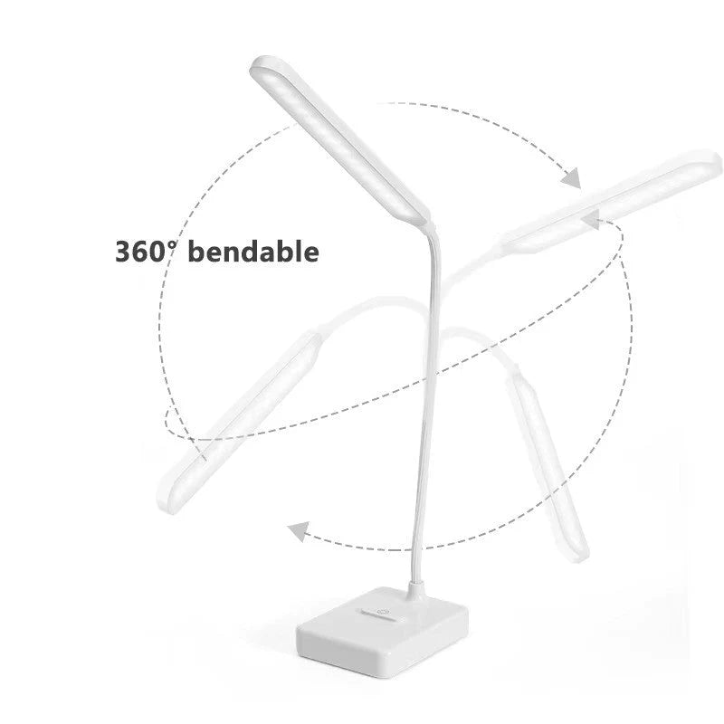 Desk Lamp | Flexible Arm & Dimmable 3-Color | USB Rechargeable & Plug-In