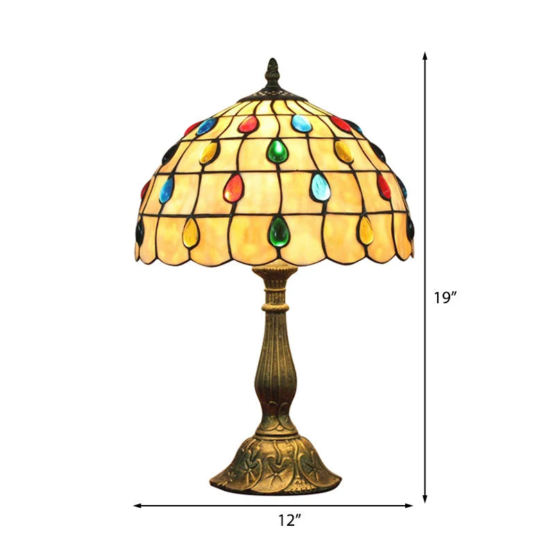 Table Lamp | Shell-Shaped Shade & Teardrop Accents | 35 cm