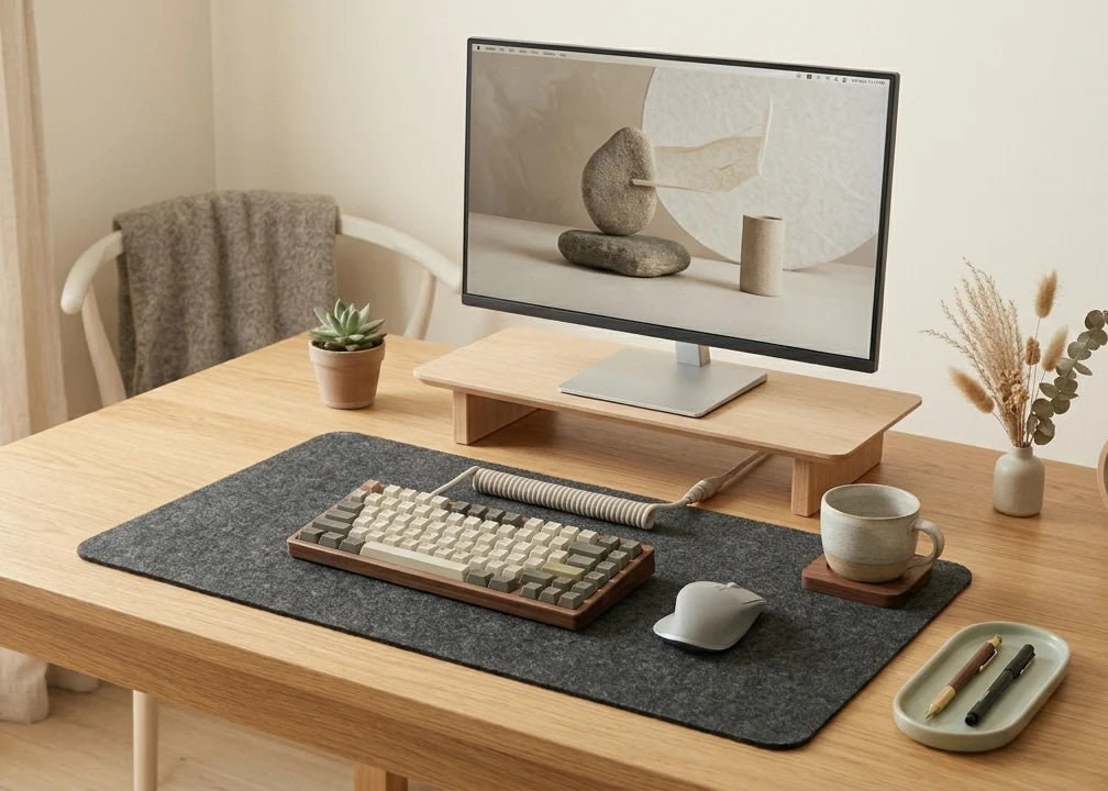 Desk Mat | Noise-Reducing Dense Felt | 36 × 18 In