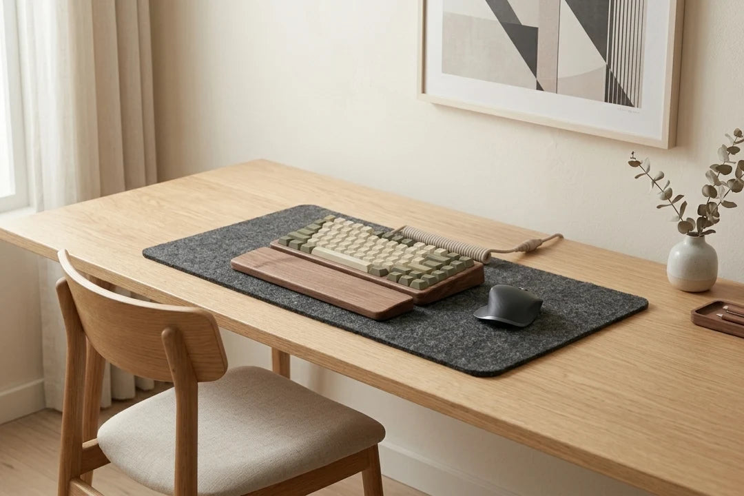 Desk Mat | Noise-Reducing Dense Felt | 36 × 18 In
