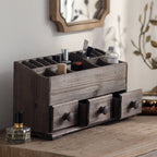 Desk Organizer | Rustic Wood & Open Compartments | 3 Drawers