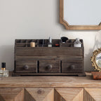 Desk Organizer | Rustic Wood & Open Compartments | 3 Drawers
