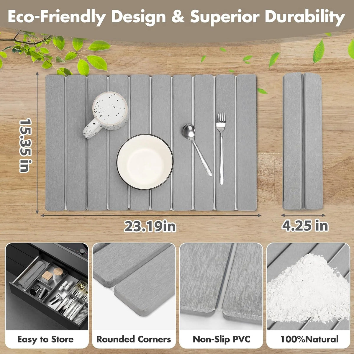 Diatomite Stone Mat | Fast-Drying & Antibacterial | Foldable