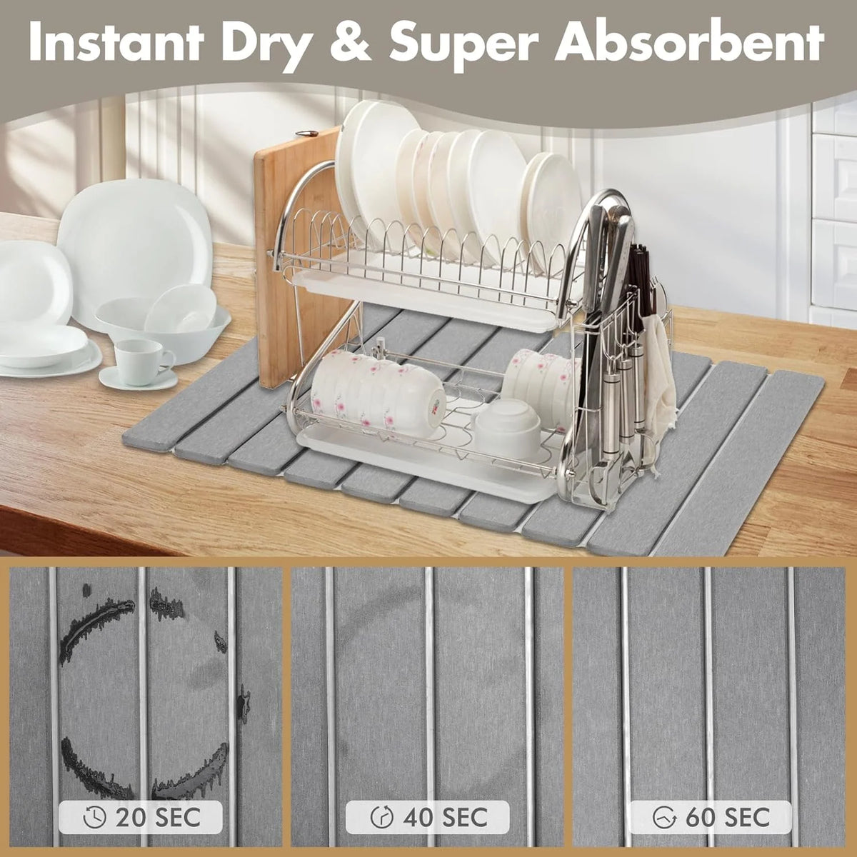 Diatomite Stone Mat | Fast-Drying & Antibacterial | Foldable