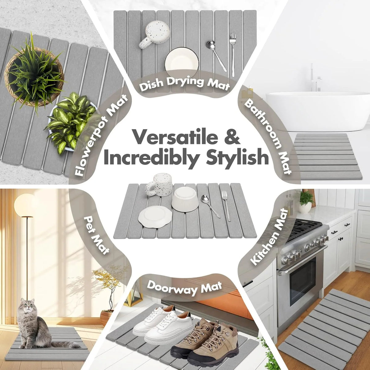Diatomite Stone Mat | Fast-Drying & Antibacterial | Foldable
