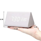 Digital Alarm Clock | Wood Grain LED Display & Voice Control