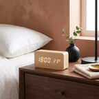 Digital Alarm Clock | Wood Grain LED Display & Voice Control