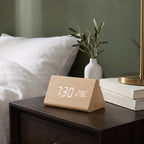 Digital Alarm Clock | Wood Grain LED Display & Voice Control