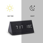 Digital Alarm Clock | Wood Grain LED Display & Voice Control
