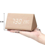 Digital Alarm Clock | Wood Grain LED Display & Voice Control