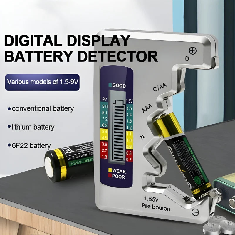 Digital Battery Tester | LCD Voltage & Capacity Display
