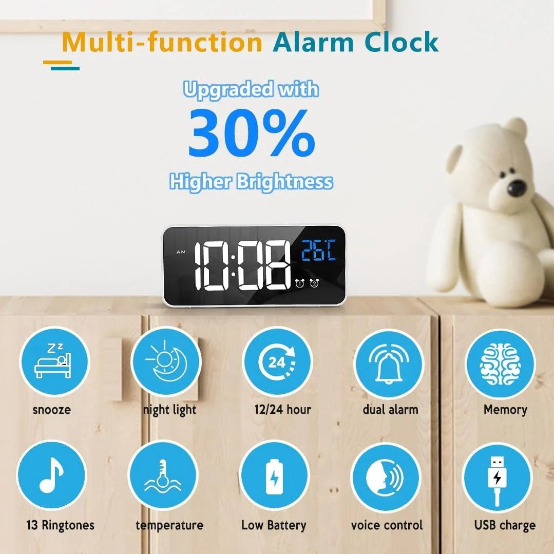 Digital Clock | 10-Inch Display & 19 Reminders | Wireless Remote