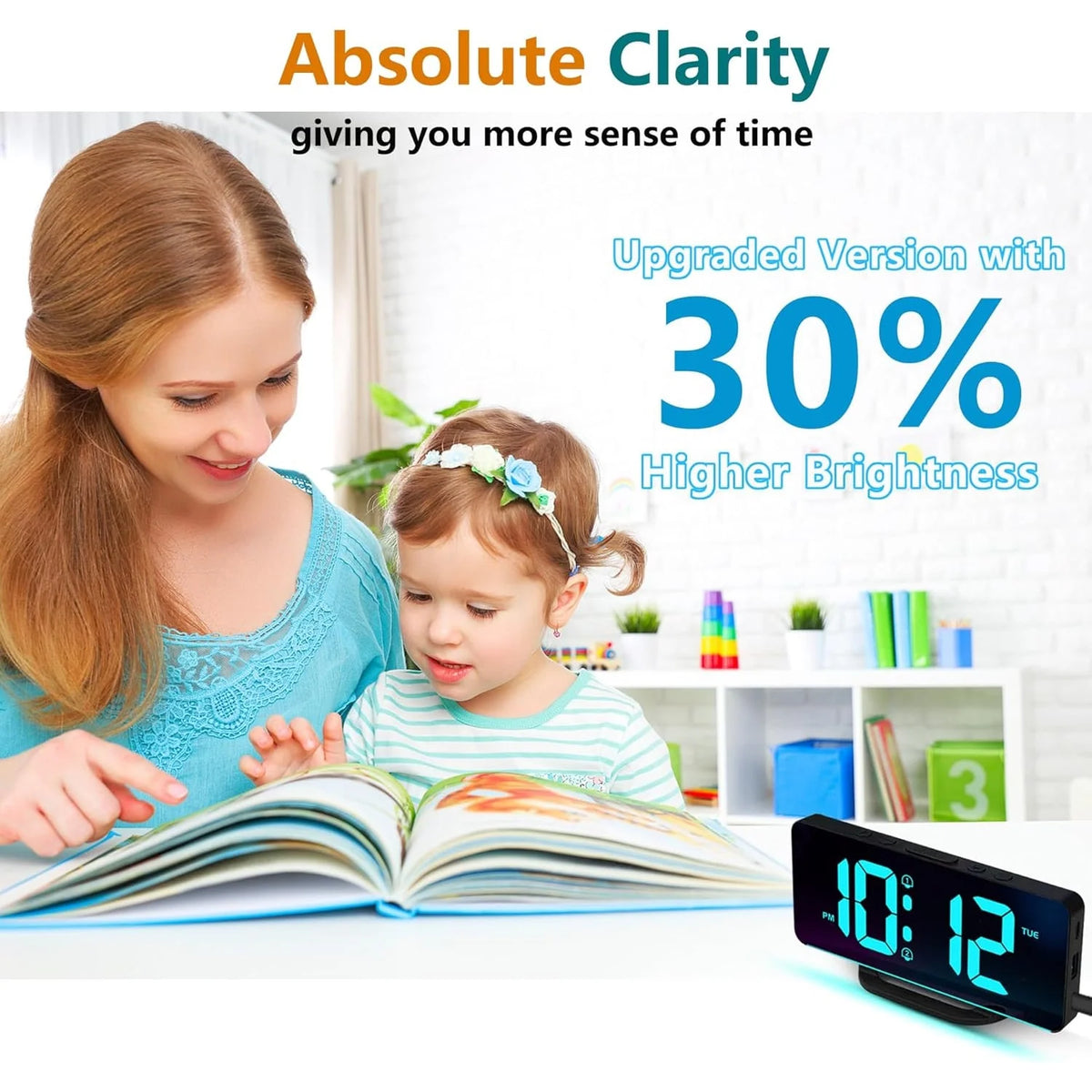Digital Clock | 10-Inch Display & 19 Reminders | Wireless Remote