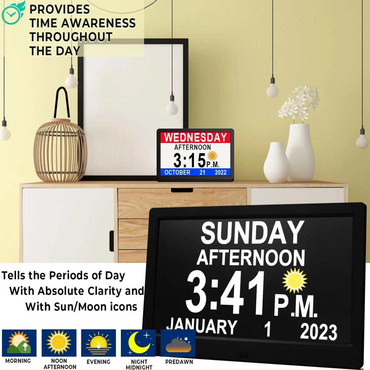Digital Clock | 10-Inch Display & 19 Reminders | Wireless Remote