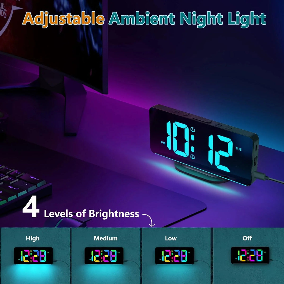 Digital Clock | 10-Inch Display & 19 Reminders | Wireless Remote