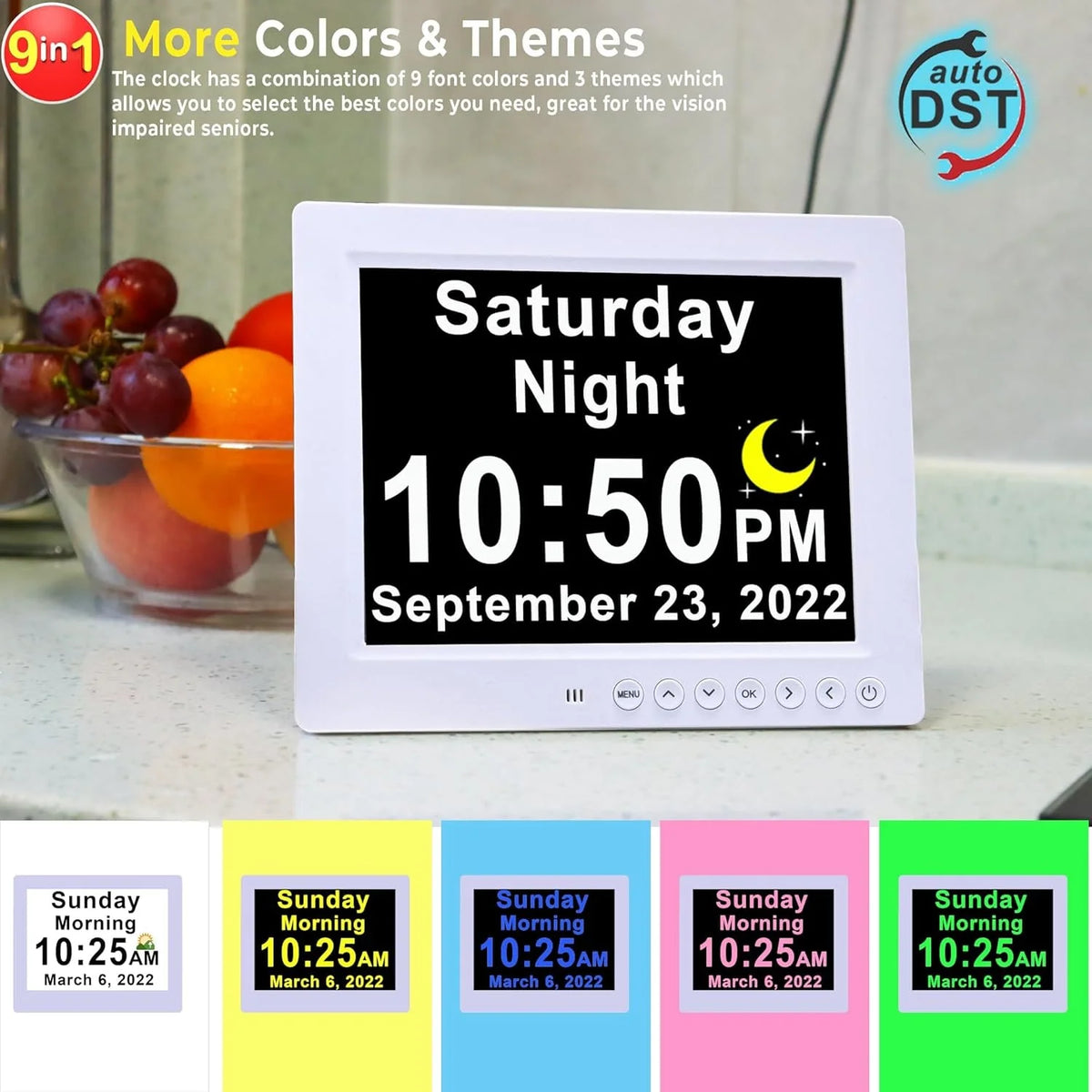 Digital Clock | 10-Inch Display & 19 Reminders | Wireless Remote