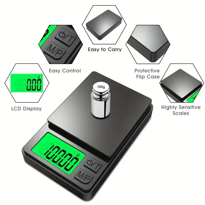 Digital Scale | 0.1 g Precision & Backlit LCD | Max 1000 g
