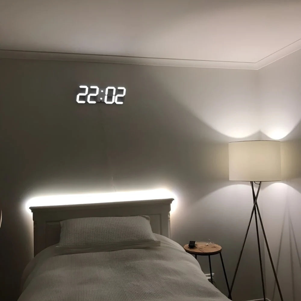 Digital Wall Clock | 3D LED Display & Auto-Dimming | USB Powered