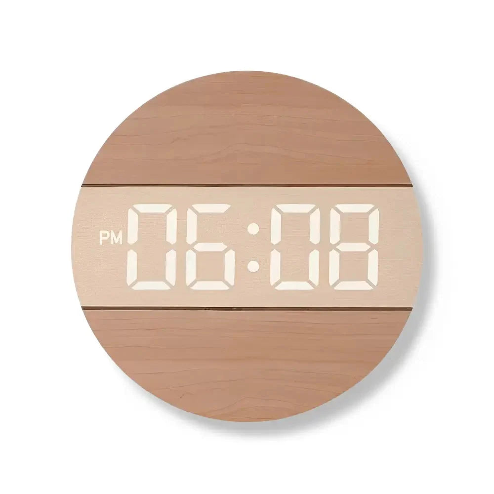 Digital Wall Clock | Bamboo LED Display & Silent Movement | 30 cm