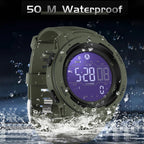 Digital Watch | Waterproof Pedometer & Rubber Strap | 45mm Dial